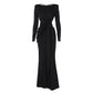 Women's Sexy Hot Girl Back Hollow-out Slim-fit Long Sleeve Dress - Enfance-Heureuse