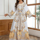 Ladies' Round Neck Rhinestone Decorative Print Long Abayalian Dress - Enfance-Heureuse
