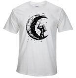 Digging The Moon Print Casual Mens O-neck T Shirts Fashion Men's Tops Men T-shirt Short Sleeve Men Tshirt - Enfance-Heureuse
