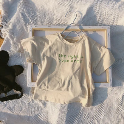 Boys and girls foreign solid color wild basic T-shirt - Enfance-Heureuse