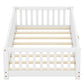 Twin Size Bed Floor Bed With Safety Guardrails And Door For Kids, White - Enfance-Heureuse