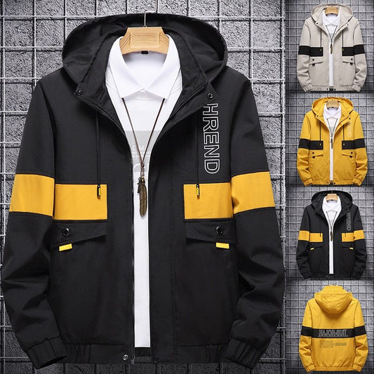 Uomini Con Cappuccio Corea Casual Giacca della Gioventù Del Collare Del Basamento di Carico Giacca Da Baseball Mens di Modo Lettera Del Ricamo di Autunno della Molla Cappotti - Enfance-Heureuse