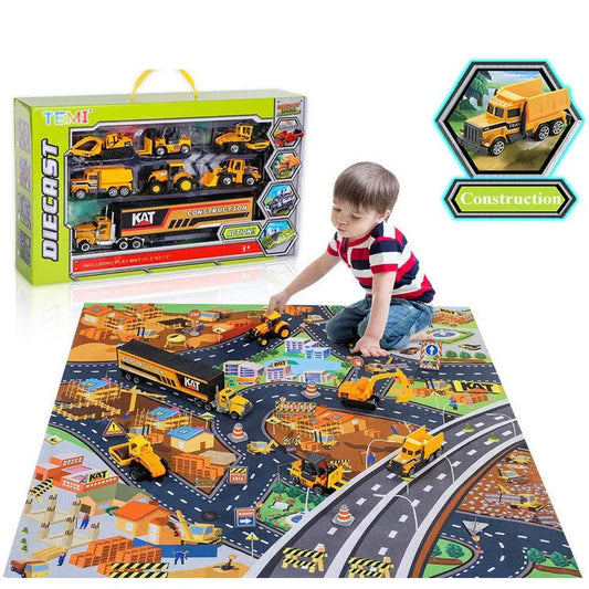 Mini juguete de carreras, alfombra de juego de escena de estacionamiento de coches de ingeniería de aleaciones