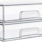 12.1in 30.7cm W Clear Stackable Storage Drawers,2 Pack Acrylic Plastic Organizers Bins For Makeup Palettes, Cosmetics, And Beauty Supplies,Ideal For Vanity, Bathroom,Cabinet,Desk Organization - Enfance-Heureuse