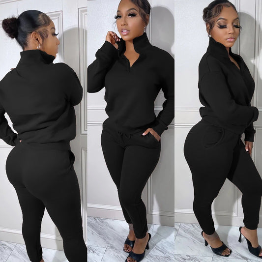 European And American Women's Fashion Sports Zipper Plush Suit - Enfance-Heureuse