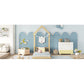 Twin House-shaped Roof Headboard Floor Bed,,without Slats,Natural - Enfance-Heureuse