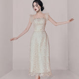 Small Group Temperament Patchwork Lace High Waisted Dress - Enfance-Heureuse
