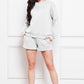 Round Neck Long Sleeve Sweatshirt and Drawstring Shorts Set - Enfance-Heureuse