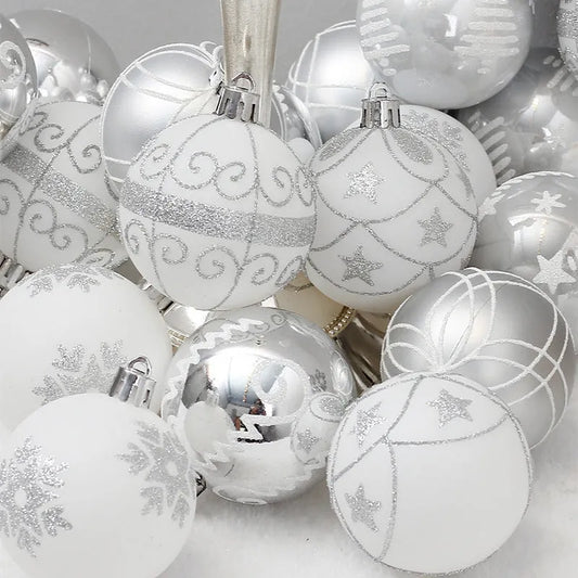 Christmas Decoration Supplies Silver Colored Drawing Ball Package - Enfance-Heureuse