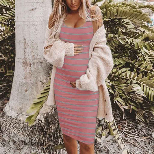 Striped Maternity Vest Dress - Enfance-Heureuse