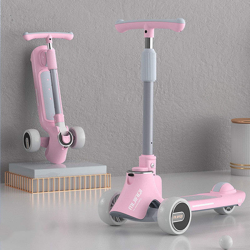Children's Three-in-one Scooter Can Sit And Slide - Enfance-Heureuse