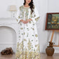 Elegant Flower Diamond Robe Dress - Women's Long Sleeve Round Neck Long Dress - Enfance-Heureuse