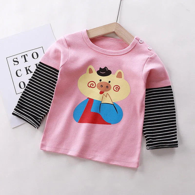 Children's Long-sleeved T-shirt Cotton Single Top - Enfance-Heureuse