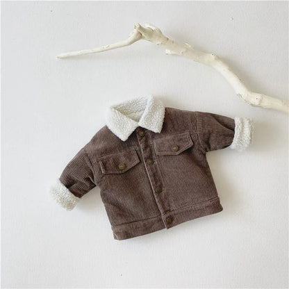 Children's Plush And Thickened Lamb Coat Corduroy Jacket - Enfance-Heureuse