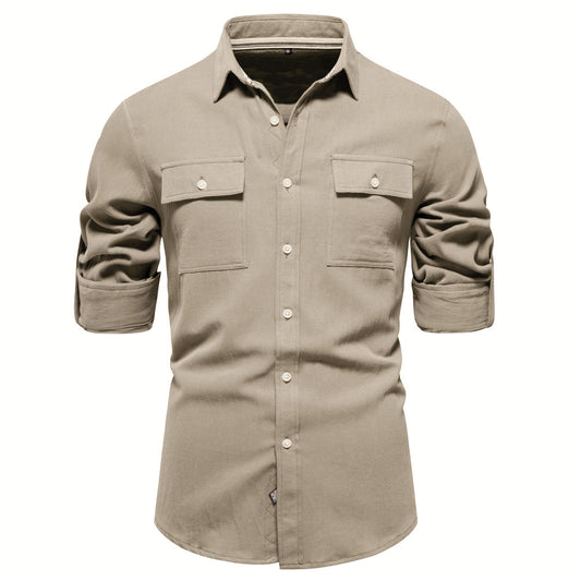 Business Pure Color European Size Long Sleeve Shirt