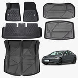 All-Weather TPE Floor Mats For Tesla Model Y 2021-2022 Model 3 2023-2025 - Waterproof, Anti-Slip, Full Coverage Car Floor Liners 6 PCS Set - Enfance-Heureuse