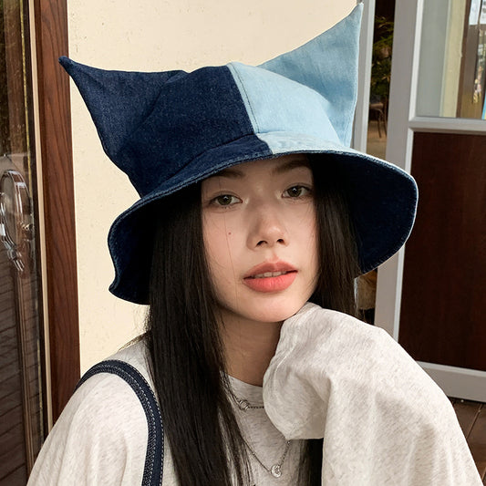 Fashion Colorblock Bucket Hat Personalized Minority Dubin Ear Sun Hat