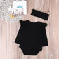 English Letter Baby One-piece 2pcs Set Head Scarf Hip-hop Style Suit - Enfance-Heureuse