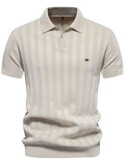 Men's Collared Neck Short Sleeve Knit Polo - Enfance-Heureuse