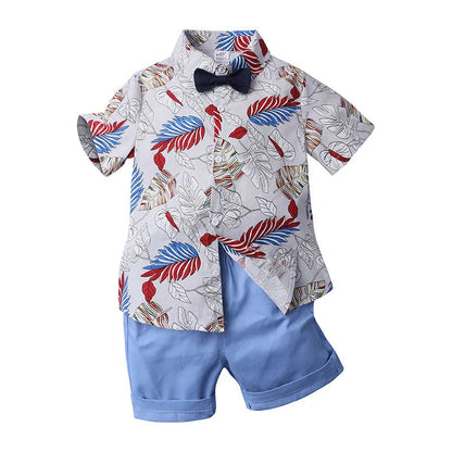 Two-piece boy short sleeve printed shirt - Enfance-Heureuse