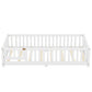 Twin Size Bed Floor Bed With Safety Guardrails And Door For Kids, White - Enfance-Heureuse