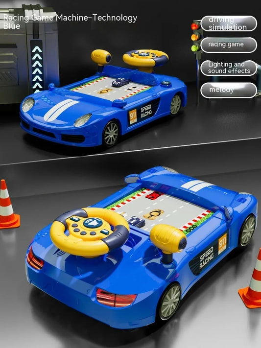 Children's Racing Car Adventure Steering Wheel Electric Desktop Game Avoid Simulated Driving Educational Toys - Enfance-Heureuse
