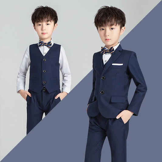 Children's Suit Boys Solid Color Flower Girl Dress Catwalk Performance Clothing - Enfance-Heureuse