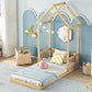 Twin House-shaped Roof Headboard Floor Bed,,without Slats,Natural - Enfance-Heureuse