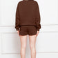 Round Neck Long Sleeve Sweatshirt and Drawstring Shorts Set - Enfance-Heureuse