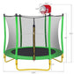 5.5FT Trampoline For Kids -65 Outdoor & Indoor Mini Toddler Trampoline With Enclosure, Basketball Hoop And Ball Included