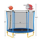 5.5FT Trampoline For Kids -65 Outdoor & Indoor Mini Toddler Trampoline With Enclosure, Basketball Hoop And Ball Included - Enfance-Heureuse