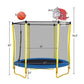 5.5FT Trampoline For Kids -65 Outdoor & Indoor Mini Toddler Trampoline With Enclosure, Basketball Hoop And Ball Included - Enfance-Heureuse