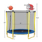 5.5FT Trampoline For Kids -65 Outdoor & Indoor Mini Toddler Trampoline With Enclosure, Basketball Hoop And Ball Included
