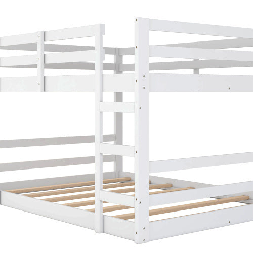 Full Over Full Bunk Bed With Ladder, White