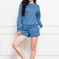 Round Neck Long Sleeve Sweatshirt and Drawstring Shorts Set - Enfance-Heureuse