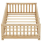Twin Size Bed Floor Bed With Safety Guardrails And Door For Kids, Natural - Enfance-Heureuse