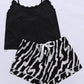 Plus Size Lace Trim Scoop Neck Cami and Printed Shorts Pajama Set - Enfance-Heureuse