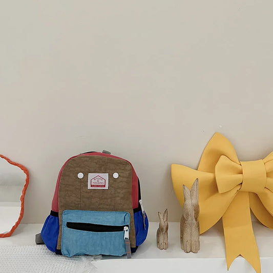 Children's Bags Simple And Lightweight Canvas Backpack Boys Girls Spine Protection - Enfance-Heureuse