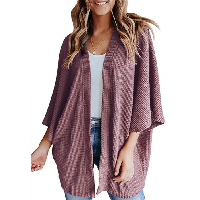 Bat Sleeve Waffle Gerson Women's Cardigan - Enfance-Heureuse