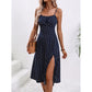 New Polka Dot Print Suspender Dress Summer Sexy Split Long Dresses For Womens Clothing - Enfance-Heureuse