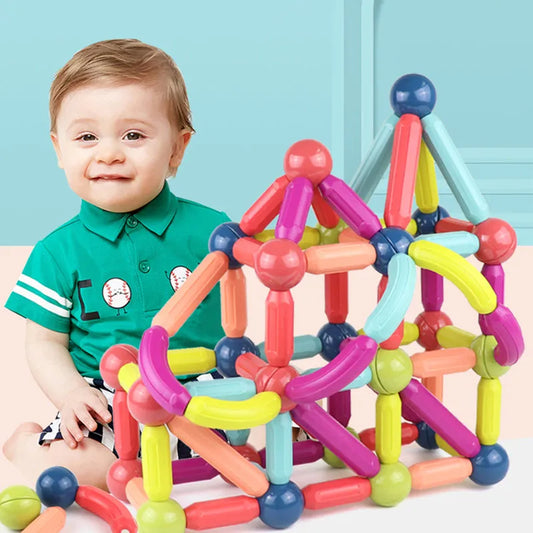 Juego de bloques de construcción de palo magnético, juego de imanes para niños, imanes para niños, bloques de juguete magnéticos
