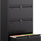 4 Drawer Lateral File Cabinet, Metal Wide Filing Cabinet With Independent Locks, Home Office Furniture For Hanging Files Letter Legal F4 A4 Size, Assembly Required, Black
