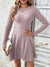 Ribbed Round Neck Long Sleeve Mini Dress - Enfance-Heureuse