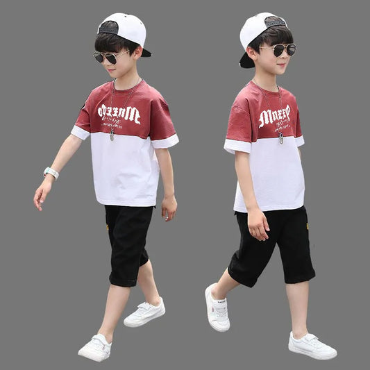 Ensemble de shorts à manches courtes imprimés pour garçons - Enfance-Heureuse