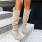 Autumn And Winter Low Heel Side Zipper Suede Women's High Boots - Enfance-Heureuse