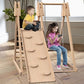 4-in-1 Juniper Indoor Play Gym - Jungle Gym Playset With Baby Swing, Slide, Ladder, And Climbing Wall - Foldable Wooden Playset - Indoor Jungle Gym For Kids - Enfance-Heureuse