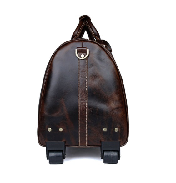 Large Capacity Cowhide Trolley Travel Bag - Enfance-Heureuse