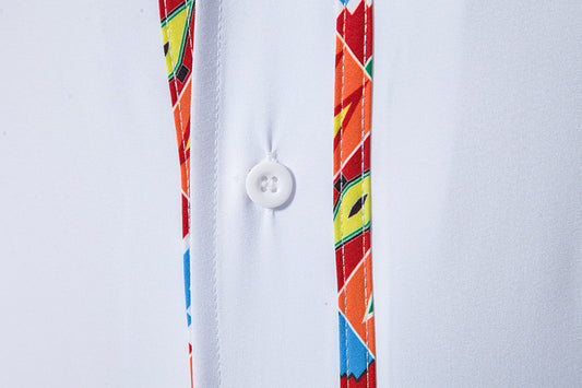 Men's Short-sleeved Shirt Multicolor Printing Round Neck - Enfance-Heureuse