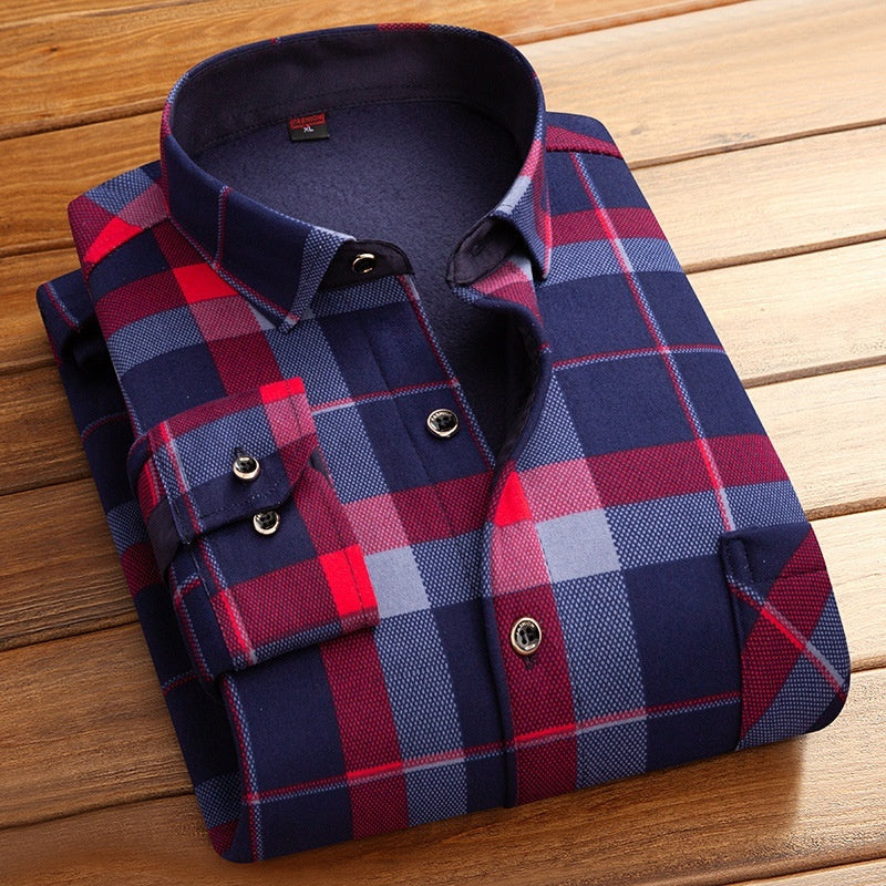 Thickened Velvet Padded Shirt Thermal Plaid