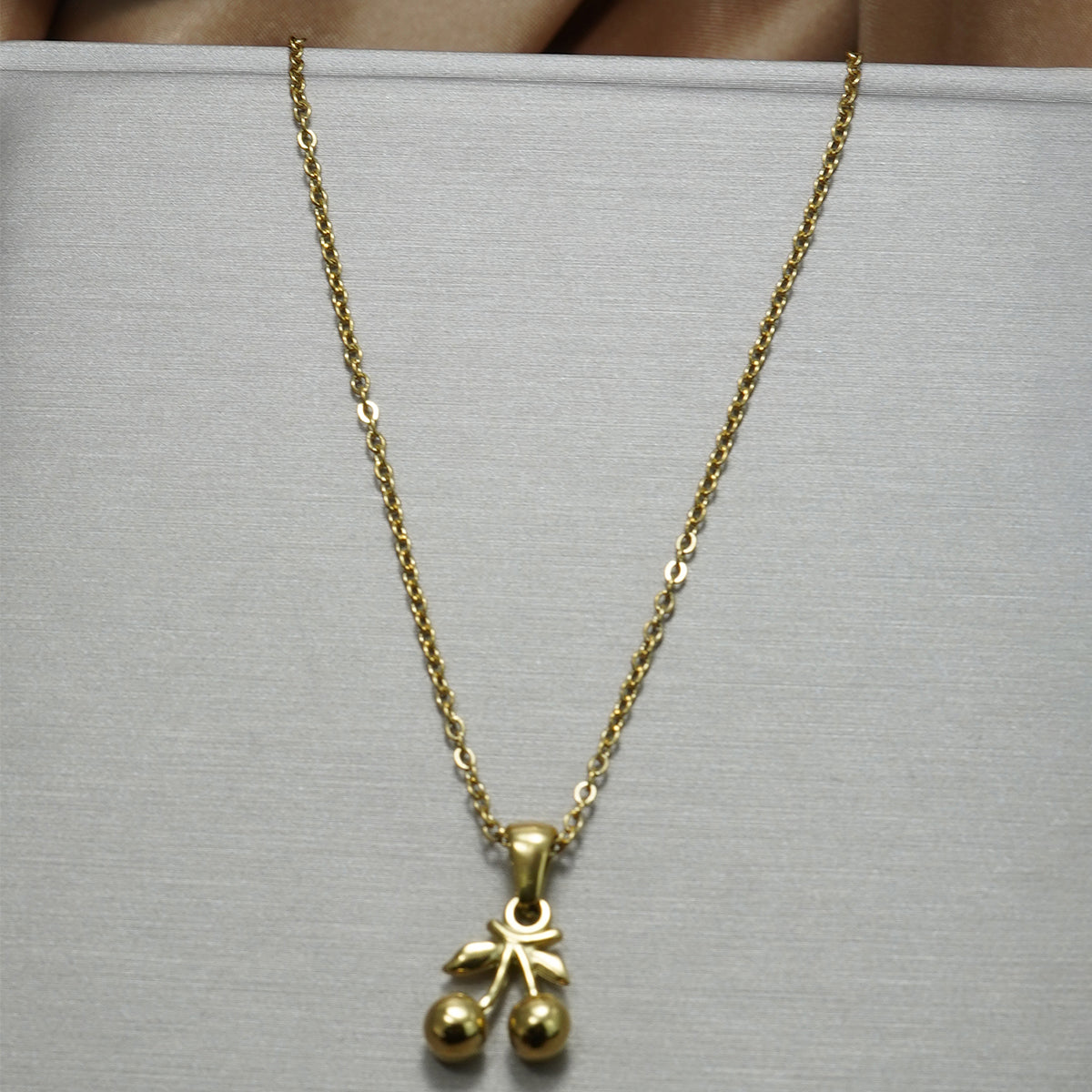 Lxalry 18K Gold Plated Stainless Steel Cherry Pendant Necklace And Earrings Set For Women - Cute Minimalist Jewelry For Daily Wear, Gifts, Summer Parties, And Anniversaries - Waterproof & Hypoallergen